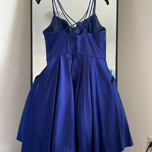 Royal Blue Homecoming Dress with Jeweled Pockets - Picture 4 of 8